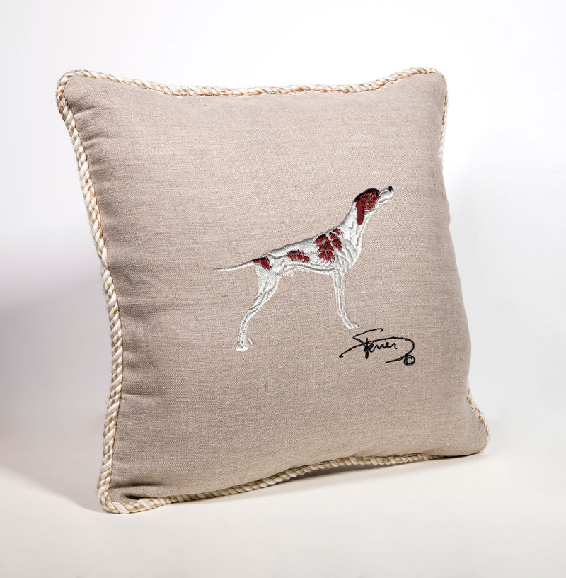 Braco wool embroidered cushion with tab