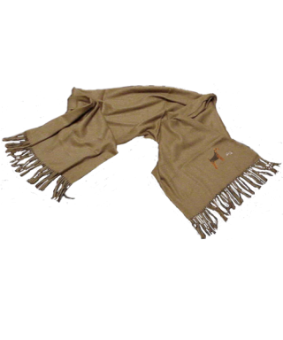 Plain scarf with embroidered akita inu motif