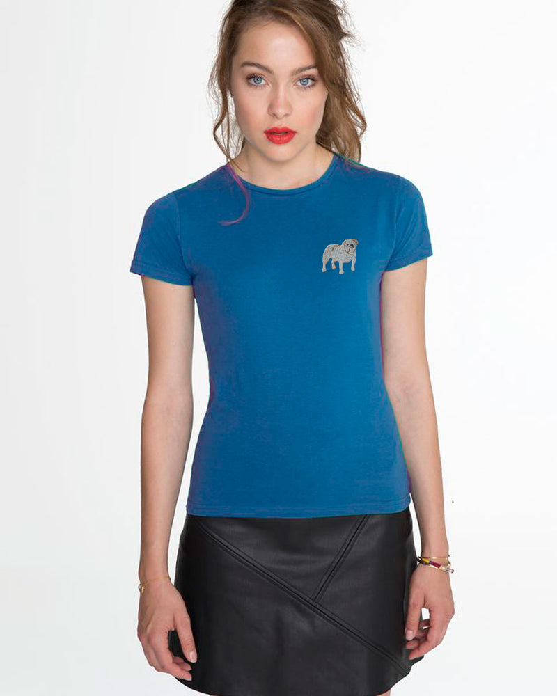 Short-sleeved T-shirt with embroidered Bulldog motif