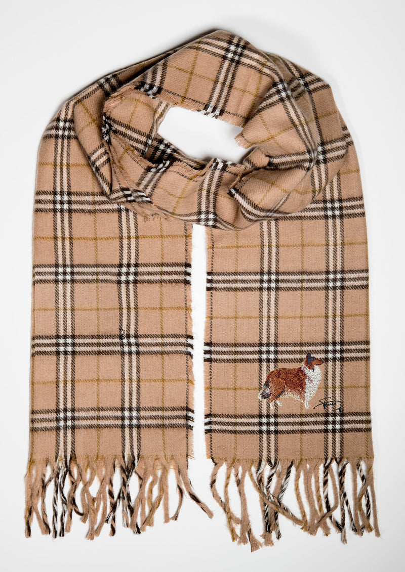 Scottish Shepherd fine square embroidered scarf