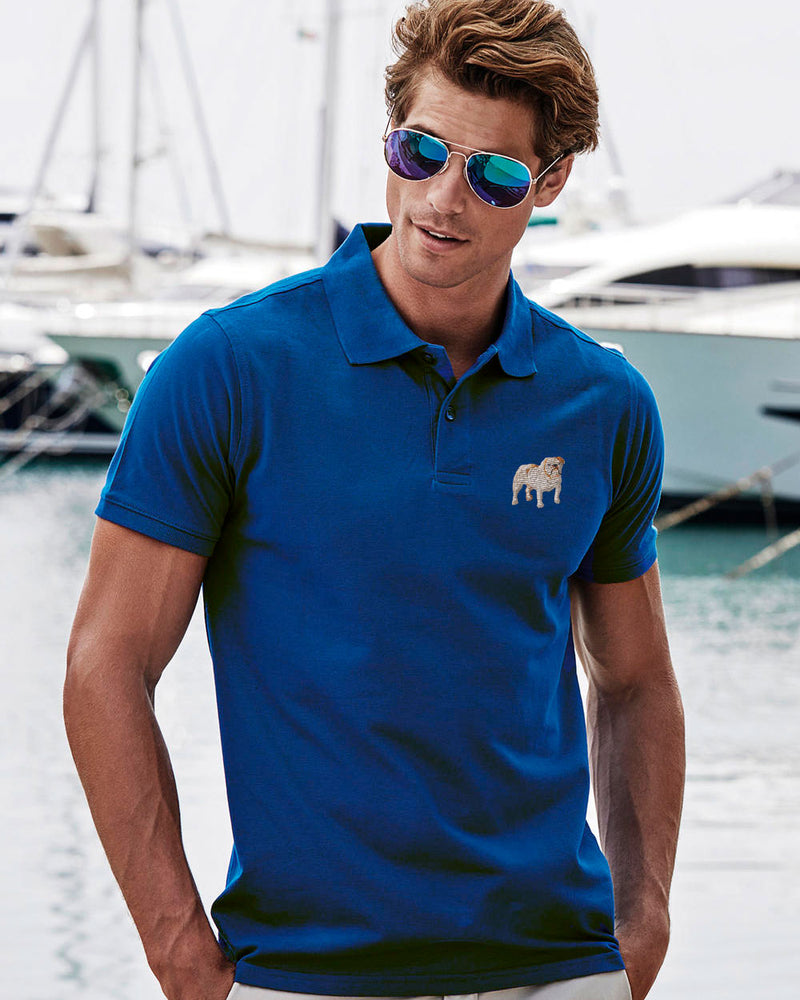 Short-sleeved polo shirt with embroidered Bulldog motif