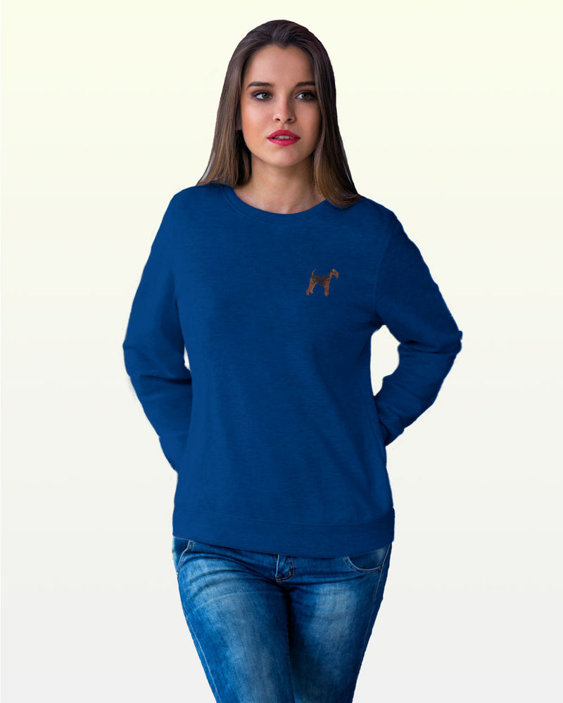 Cotton sweatshirt with embroidered Airedale Terrier motif