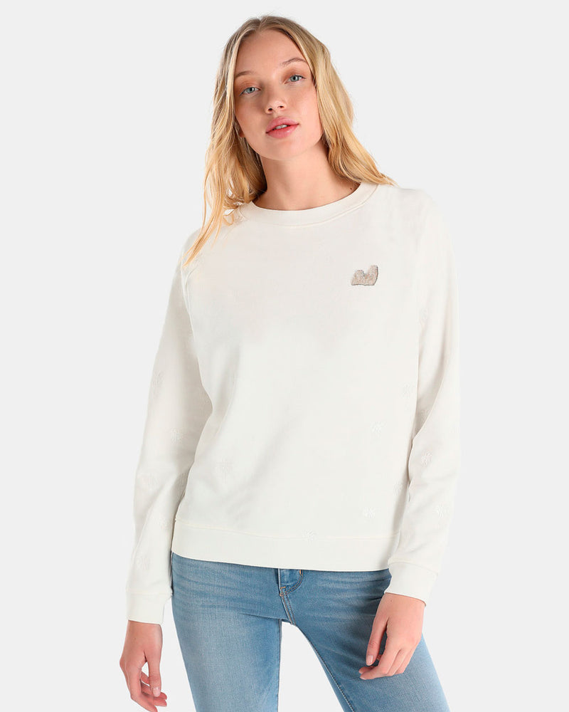 Cotton sweatshirt with embroidered Lhasa Apso motif