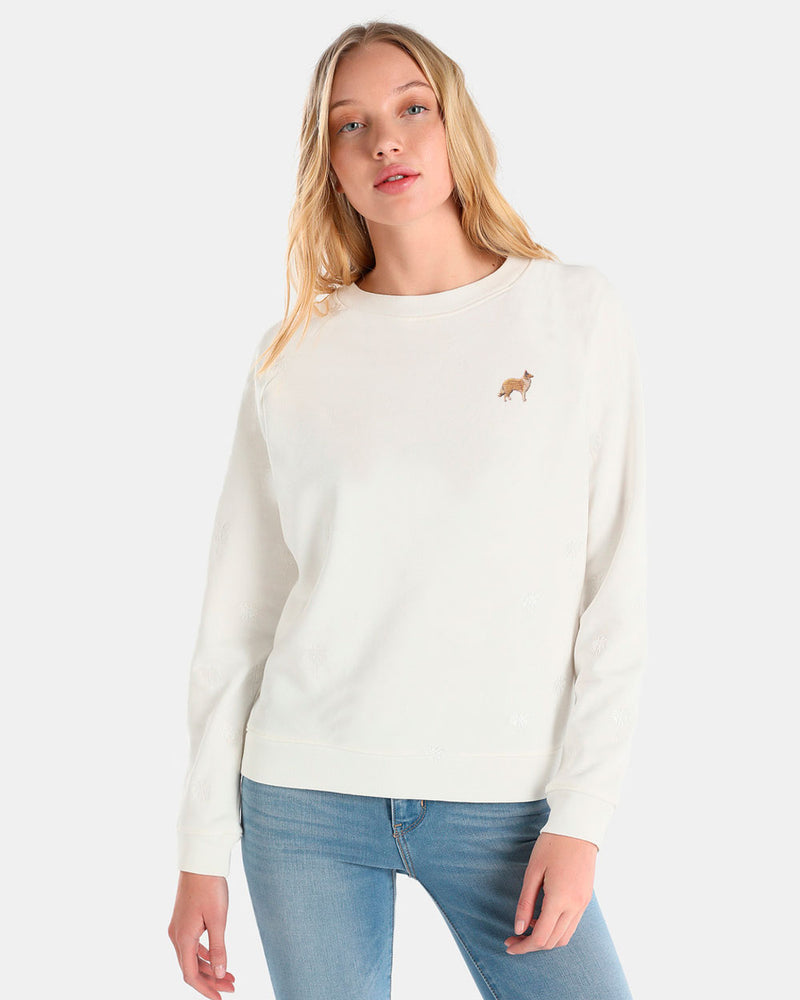 Cotton sweatshirt with embroidered Scottish Shepherd motif