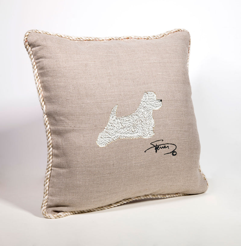 West Highland Terrier Wool Embroidered Tab Cushion